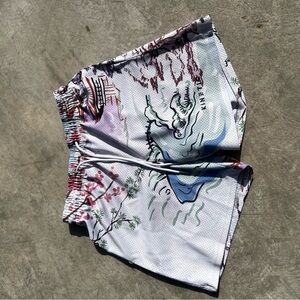Graphic Print Shorts with Drawstring